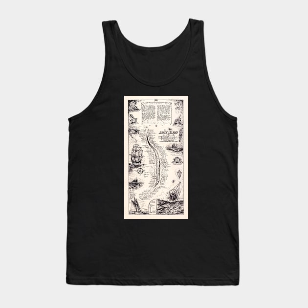 Sable Island Atlantic Graveyard Treasure Map Print Tank Top by ArtShare